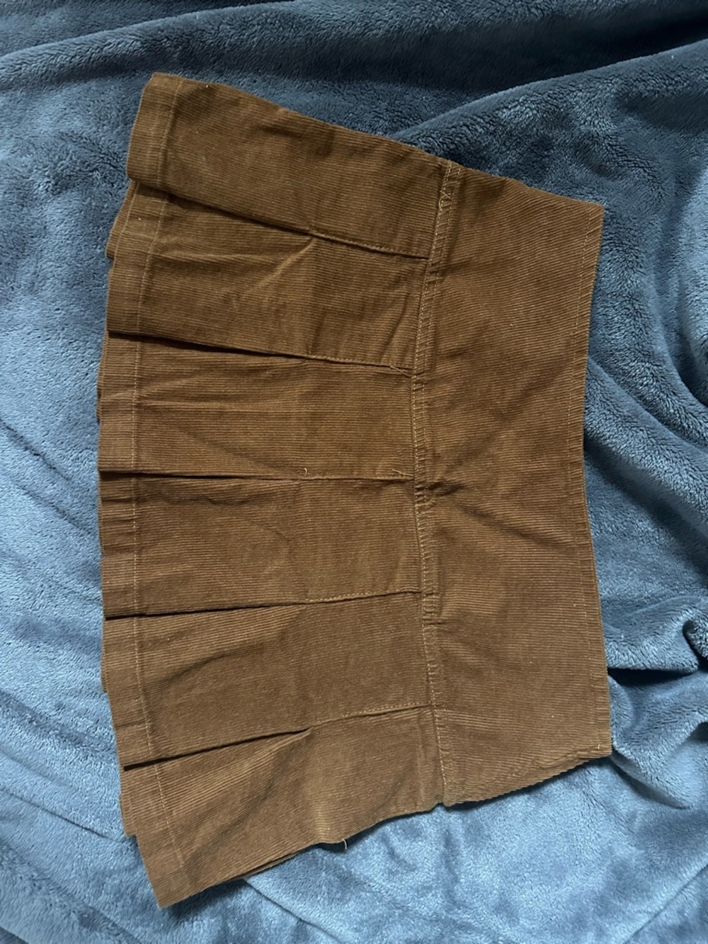 Pleated Brown Corduroy Mini Skirt
